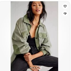 Free People Ruby Oversized Fleece Shirt Jacket
Shacket  Olive Size S‎